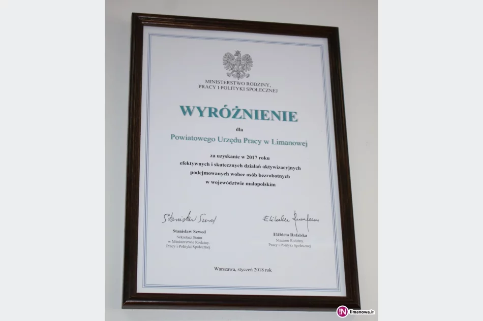 Limanowski PUP wyróżniony przez ministra - zdjęcie 3