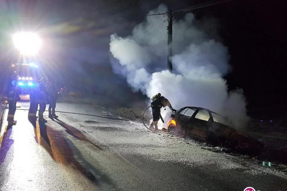 Spłonął samochód - znajdował się w przydrożnym rowie - zdjęcie 4