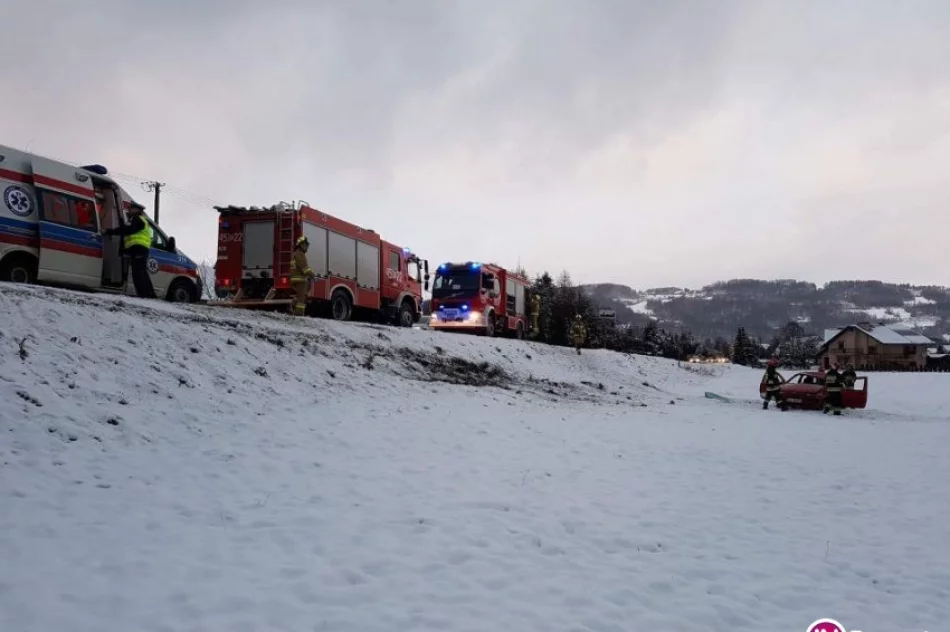 Dachowanie Fiata, matka z dzieckiem zabrani do szpitala - zdjęcie 2