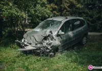 Renault wypadło z jezdni i uderzyło w przydrożne drzewo - zdjęcie główne