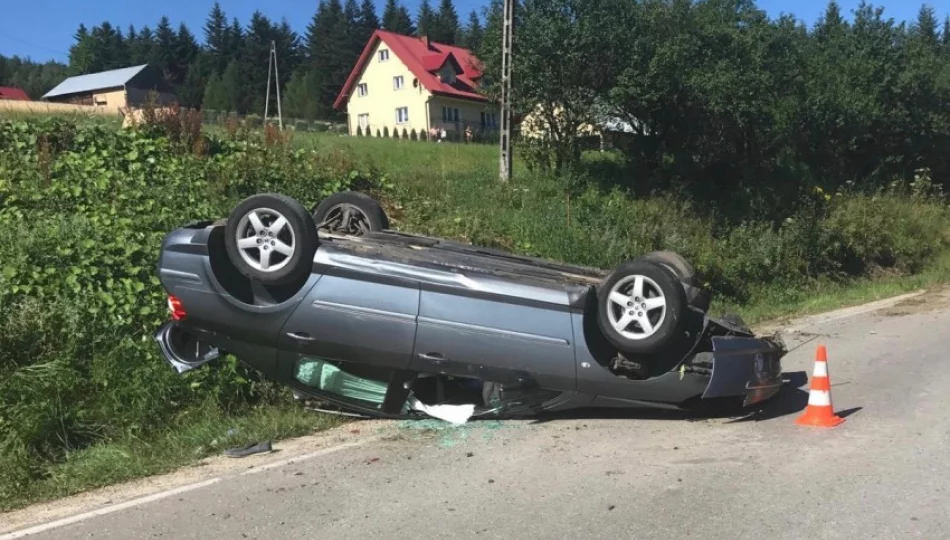 Dachowanie Peugeota. Do szpitala zabrano dziecko - zdjęcie 1