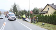 Dzikie zwierzę wtargnęło na jezdnię, samochód uderzył w latarnie i ogrodzenie - zdjęcie 3