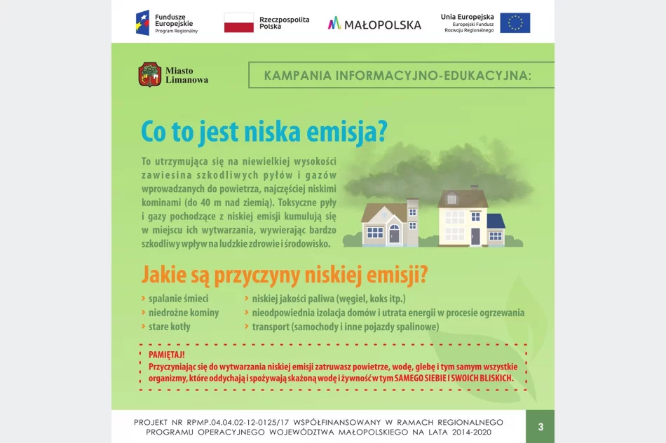 KAMPANIA INFORMACYJNO-EDUKACYJNA DLA MIESZKAŃCÓW MIASTA LIMANOWA W ZAKRESIE OBNIŻENIA NISKIEJ EMISJI - zdjęcie 4