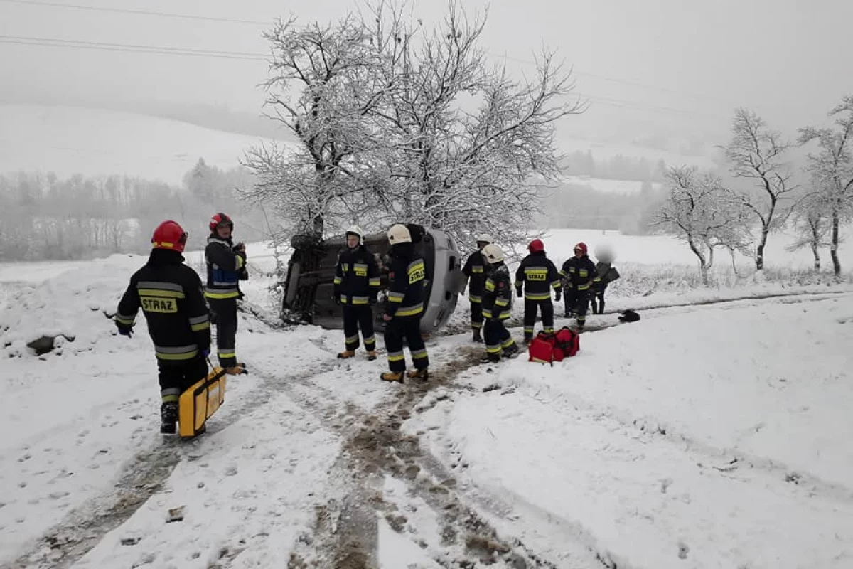 Dachowanie samochodu na śliskiej drodze