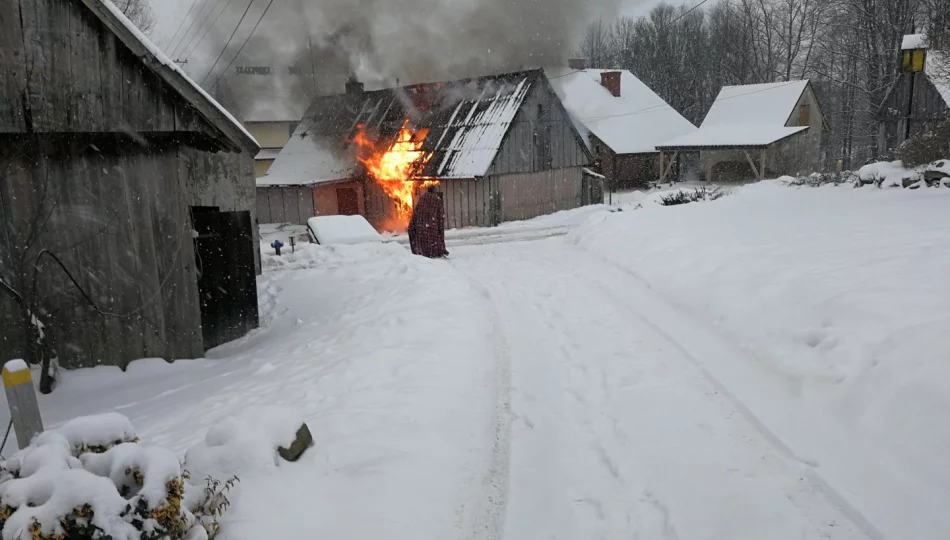 Pożar budynku mieszkalnego - jedna osoba poparzona - zdjęcie 1