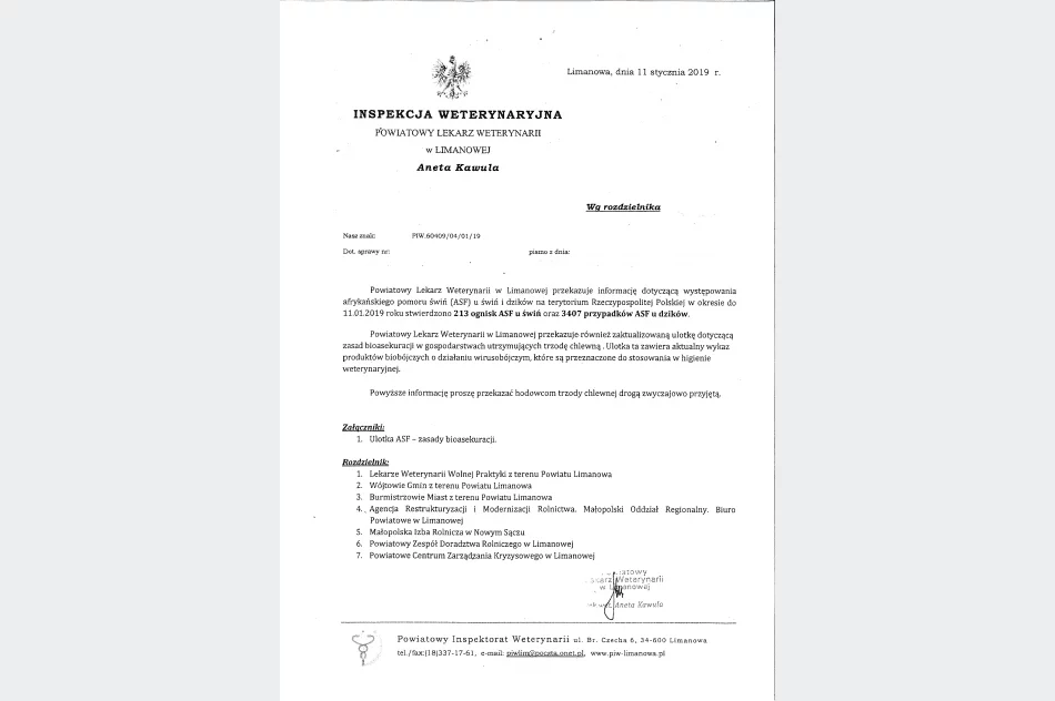 Informacja Powiatowego Lekarza Weterynarii w Limanowej - zdjęcie 2