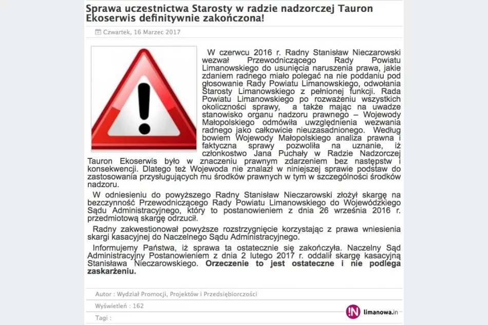 Według powiatu sprawa jest definitywnie zakończona, choć sąd nie rozpatrywał jej merytorycznie - zdjęcie 2