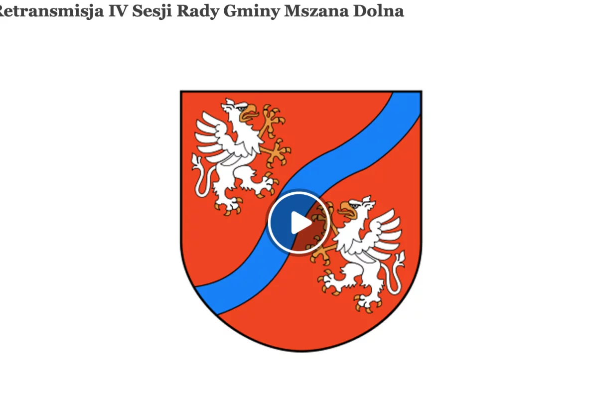 Retransmisja IV sesji Rady Gminy Mszana Dolna