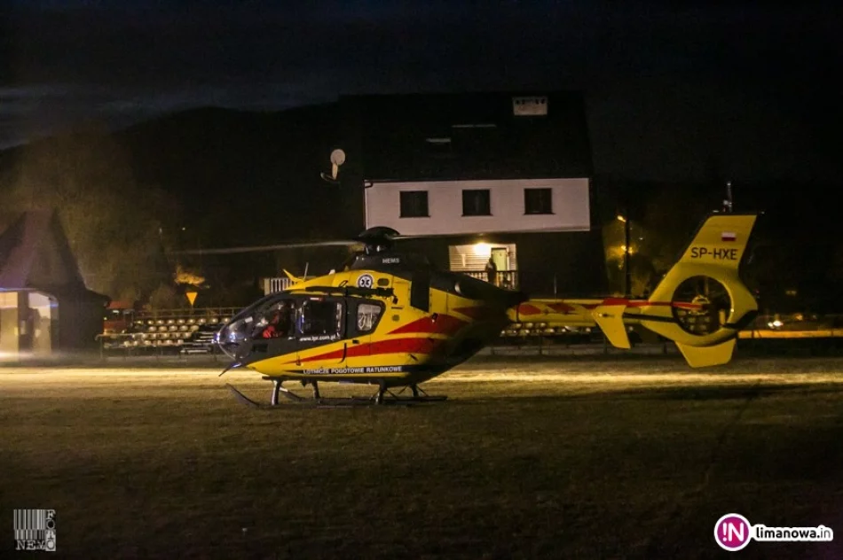 Pijany 53-latek spadł z drzewa. Z poważnymi obrażeniami zabrał go LPR (wideo) - zdjęcie 3