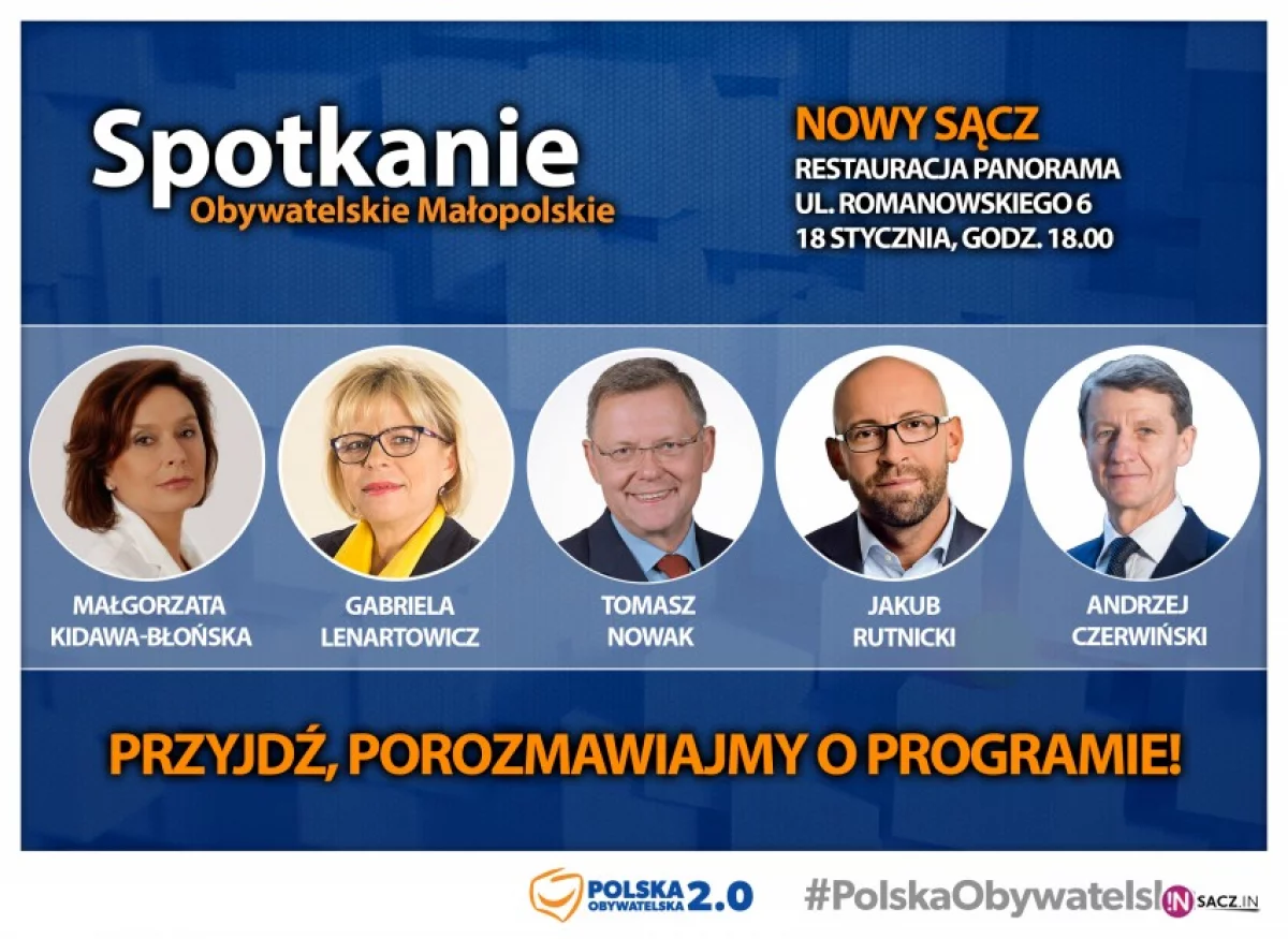 # PolskaObywatelska  – PO zaprasza Sądeczan na spotkanie z politykami Platformy