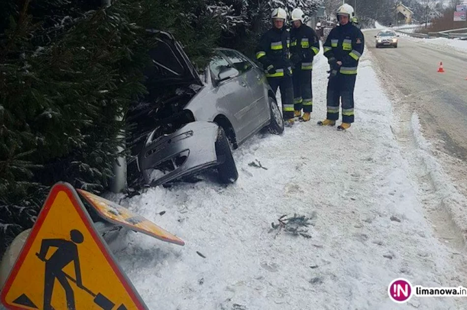 Auto zjechało z drogi i uderzyło w latarnię. Kierująca trafiła do szpitala - zdjęcie 3