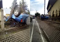 Samochód uderzył w słup - zdjęcie główne