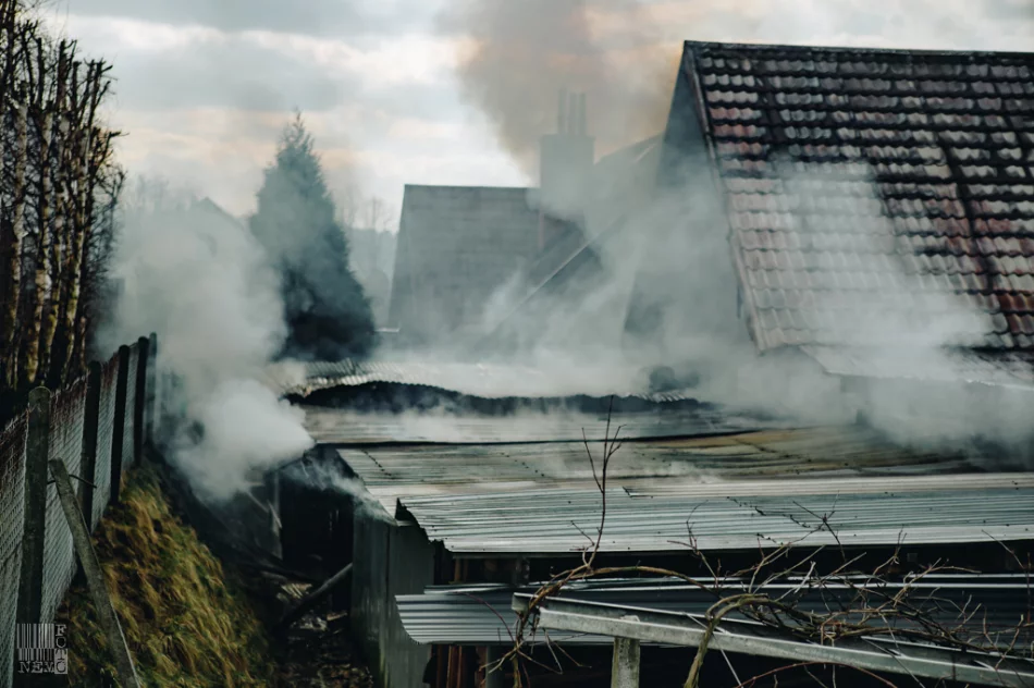 50 strażaków gasiło pożar zabudowań gospodarczych - zdjęcie 16