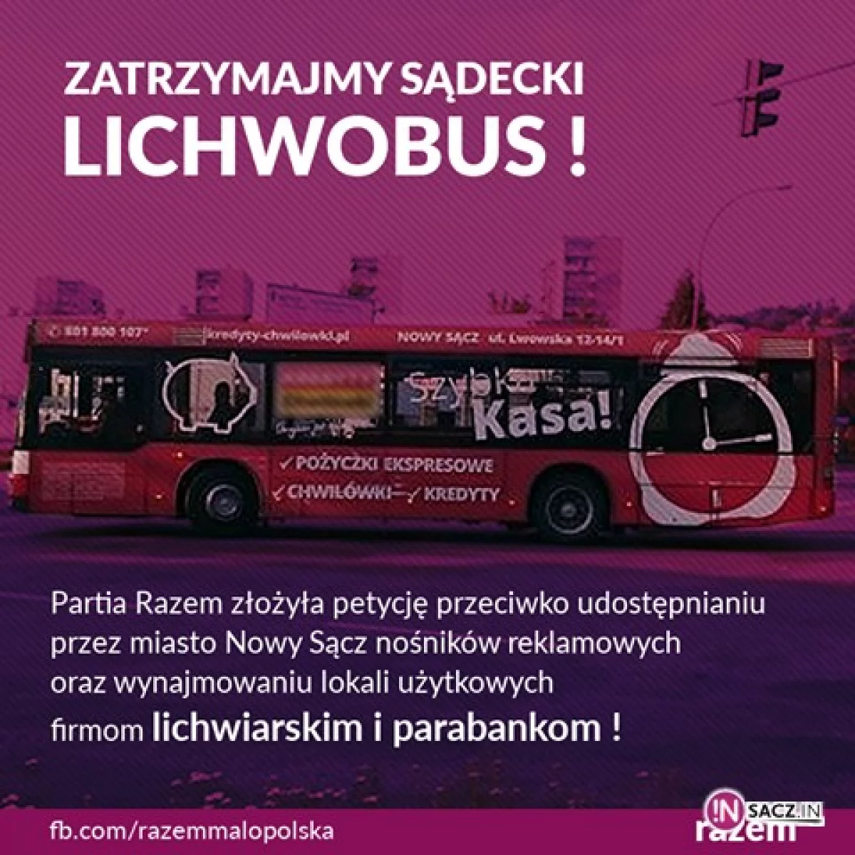 Nie chcą w Sączu chwilówek. Zatrzymajmy lichwobus