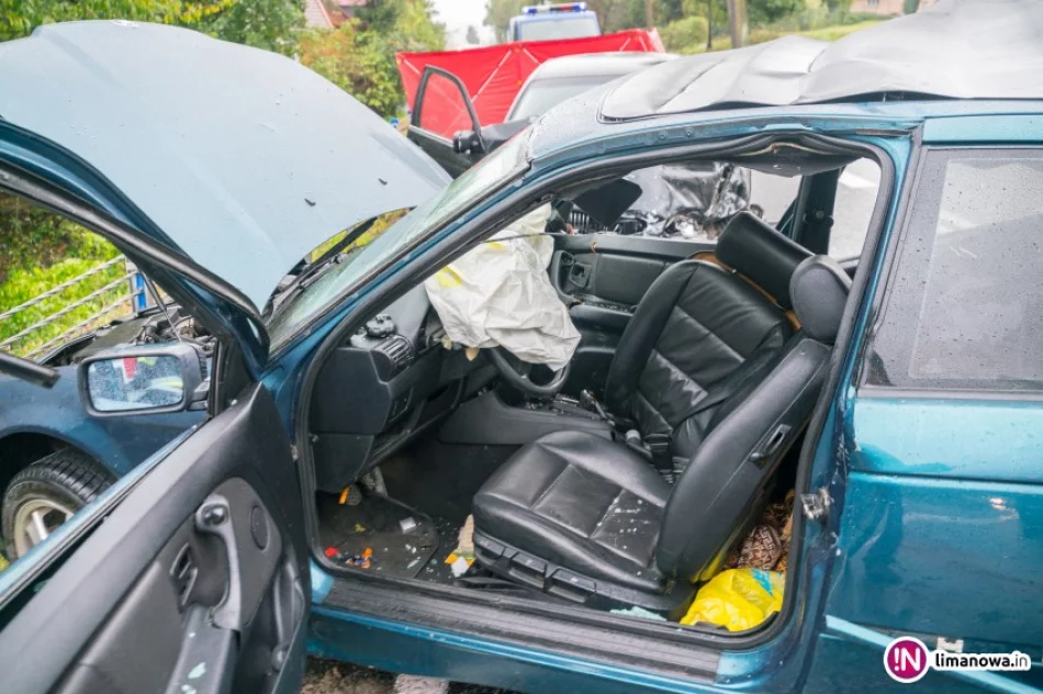 Czołowe zderzenie samochodów. Dwie osoby poszkodowane - zdjęcie 2