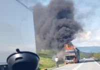 Pożar ciężarówki na DK 28 - zdjęcie główne