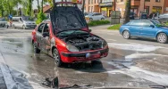 Płonął samochód na ulicy Piłsudskiego - zdjęcie 2