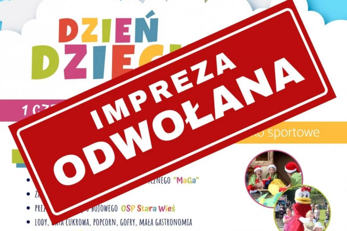 Impreza z okazji Dnia Dziecka odwołana - powodem deszcz