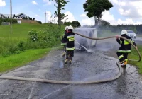 Przy "krajówce" zapalił się samochód - zdjęcie główne