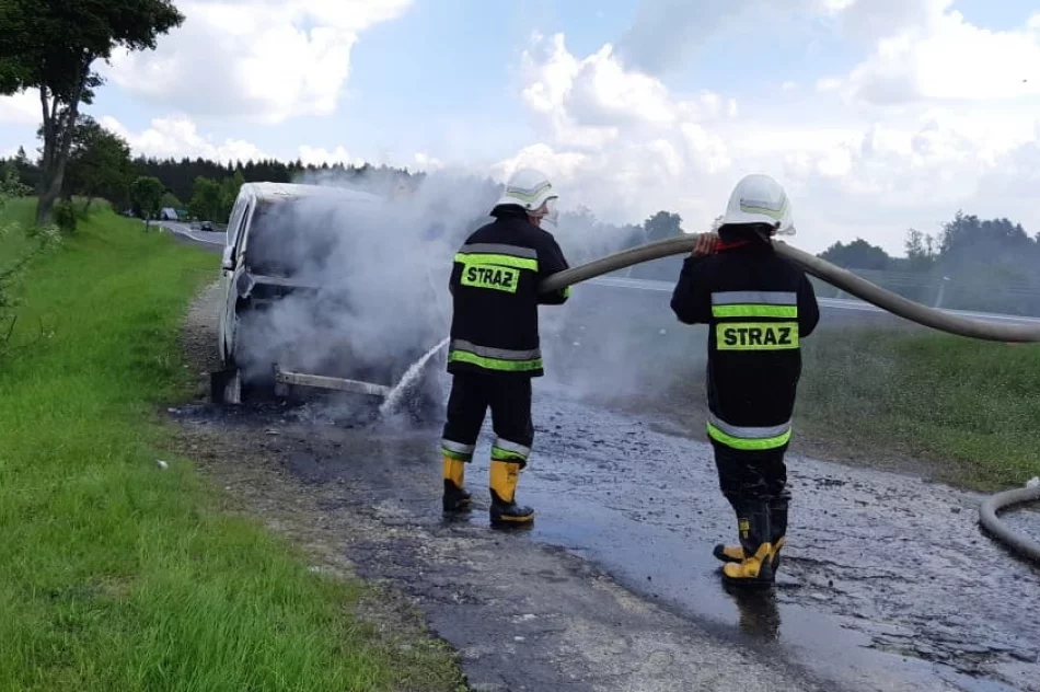 Przy "krajówce" zapalił się samochód - zdjęcie 2