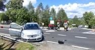 Zderzenie motocykla i samochodu osobowego na "krajówce" - zdjęcie 2