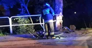 Kierowca stracił panowanie nad autem. Uderzył w drzewo, znak i przydrożną barierę - zdjęcie 4