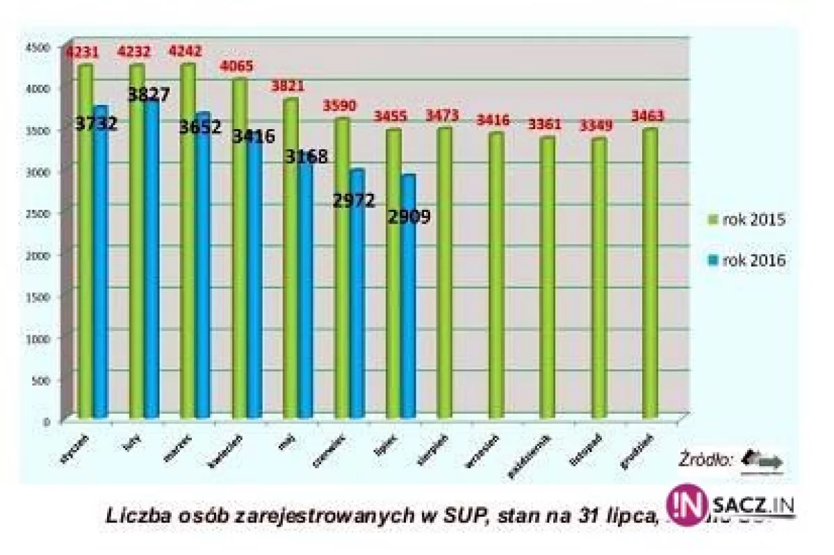 Dalszy spadek bezrobocia w Nowym Sączu