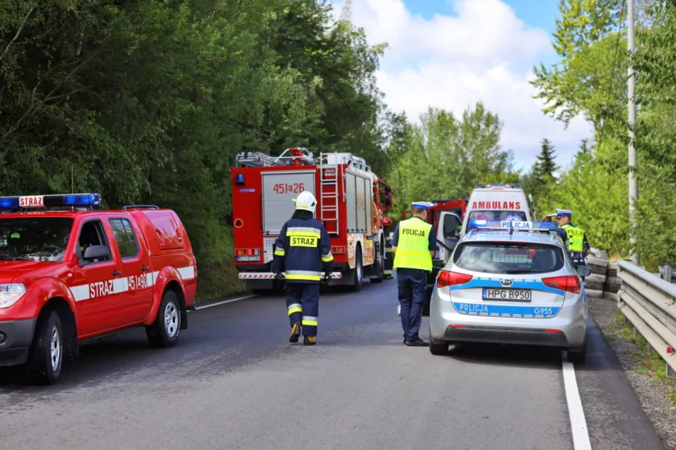 Samochód wypadł z jezdni. Pięć osób, w tym roczne dziecko, trafiło do szpitala - zdjęcie 4