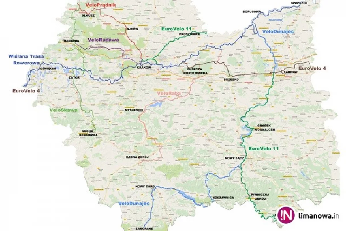 Wśród 600 km tras rowerowych prawie nie ma powiatu limanowskiego