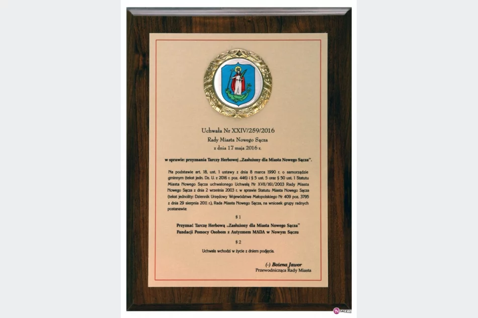 Fundacja MADA odznaczona Tarczą Herbową „Zasłużony dla Miasta Nowego Sącza” - zdjęcie 3
