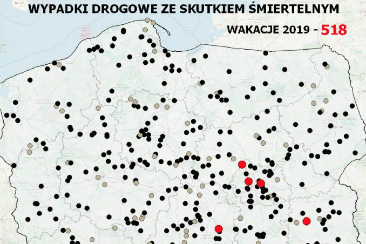 Od początku wakacji ponad 500 śmiertelnych wypadków na polskich drogach