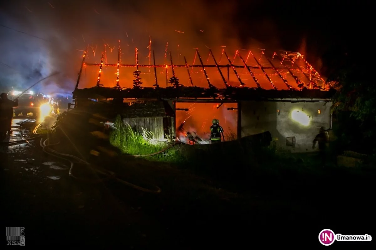 Nocny pożar stodoły - 60 tys. zł strat (wideo)