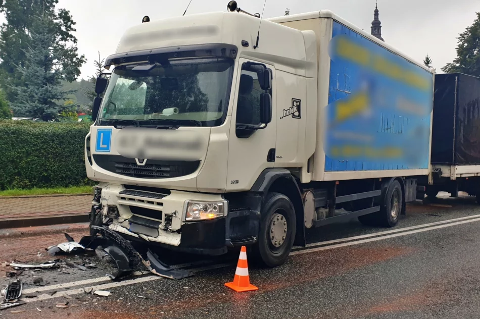 Czołowe zderzenie Audi z ciężarówką na "krajówce". Ranna 20-latka - zdjęcie 4