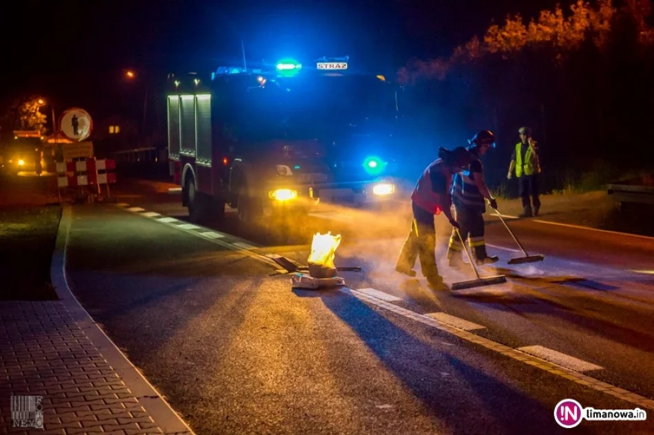 Olej na drodze - kierowcy nie mogli wyjechać pod górkę - zdjęcie 4