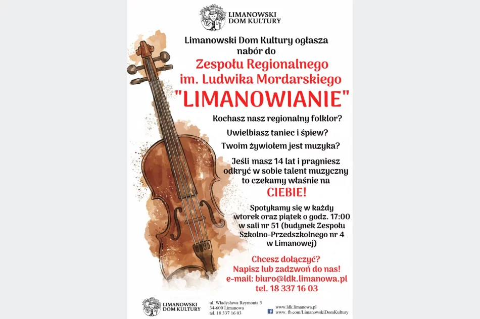 Ogłaszamy nabór do Zespołu Regionalnego im. Ludwika Mordarskiego "Limanowianie"! - zdjęcie 2