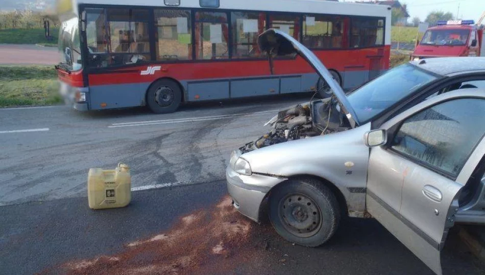 Czarny Potok: zderzenie samochodu osobowego i autobusu - zdjęcie 1