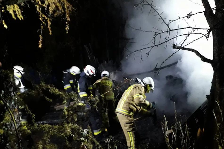33 strażaków gasiło pożar budynku gospodarczego - zdjęcie 8