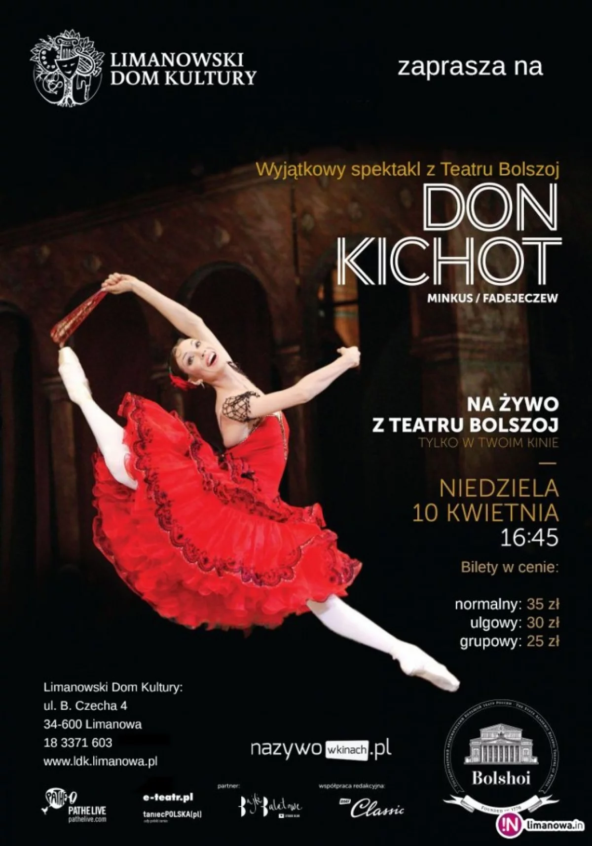 Transmisja baletu na żywo z moskiewskiego Teatru Bolszoj