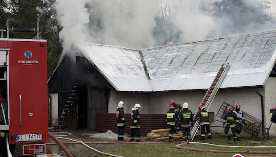 Pożar samochodu zaparkowanego w budynku gospodarczym - zdjęcie 1