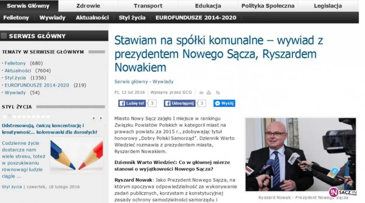 Ryszard Nowak stawia na spółki komunalne?