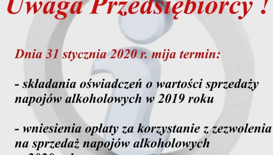 Informacja dla przedsiębiorców - sprzedaż napojów alkoholowych - zdjęcie 1