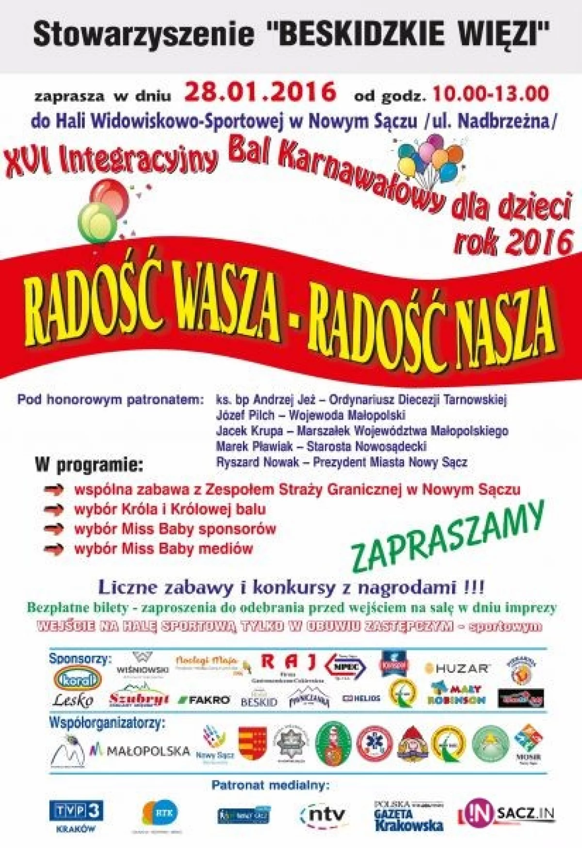 Radość Wasza – Radość Nasza. XVI Integracyjny Bal Karnawałowy dla dzieci