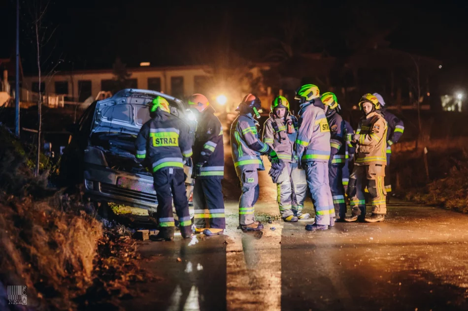 Samochód wywrócił się na drodze. Pogotowie udzieliło pomocy 2 osobom - zdjęcie 3