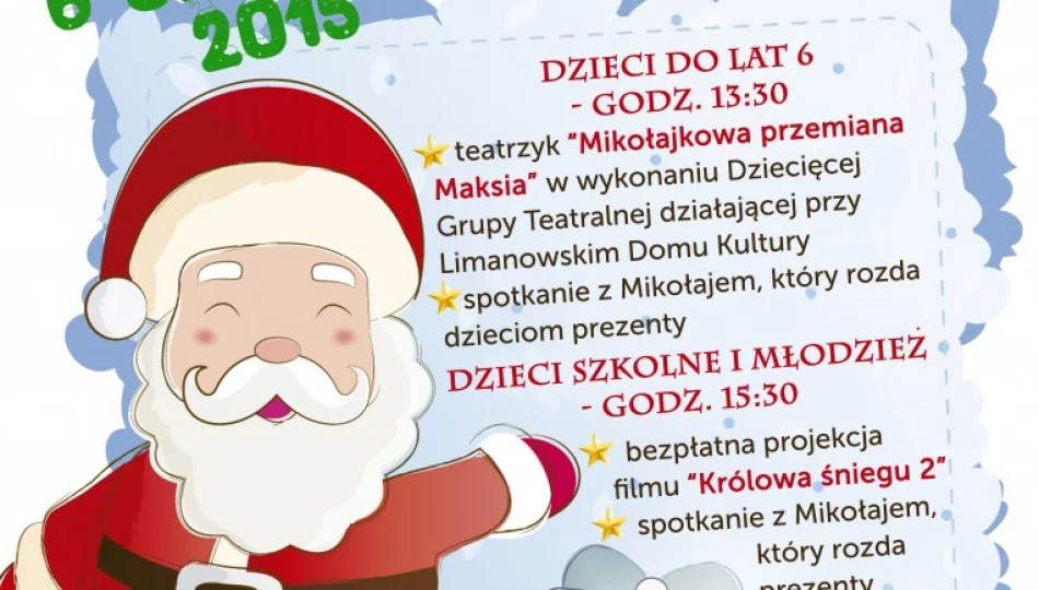 Mikołaj rozda prezenty dzieciom w Limanowskim Domu Kultury - zdjęcie 1