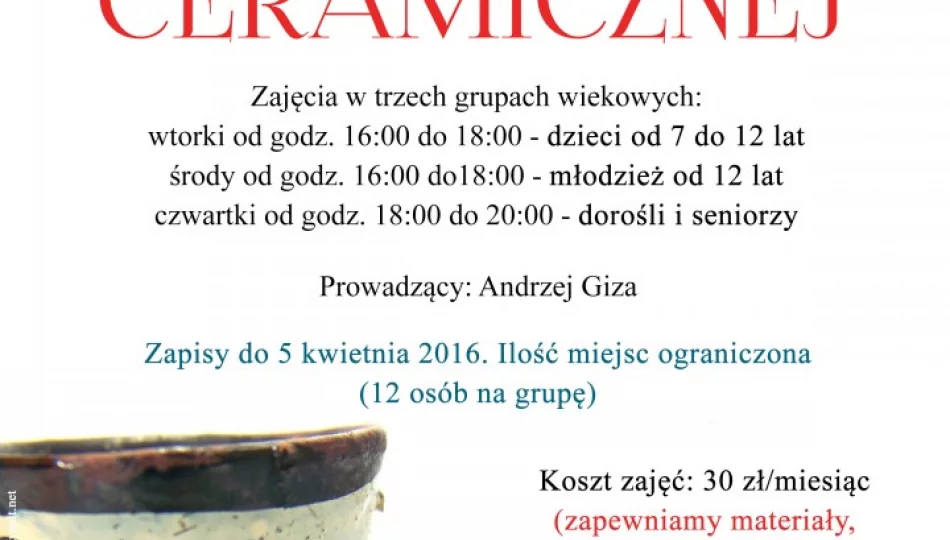 Rusza nabór do nowej pracowni ceramicznej przy LDK! - zdjęcie 1