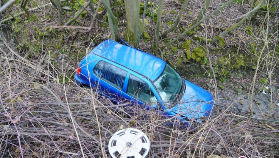 Auto wpadło do koryta potoku - zdjęcie 1