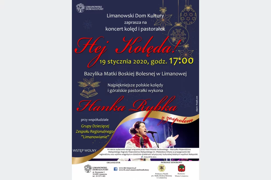 Koncert kolęd „Hej kolęda!” - wspólne kolędowanie z Hanką Rybką w limanowskiej Bazylice - zdjęcie 2