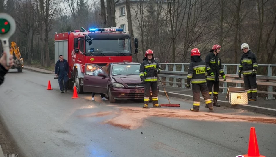 Samochód uderzył w bariery mostu - zdjęcie 1