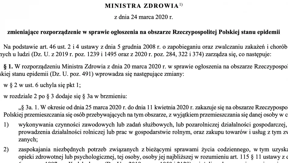 Nowe Rozporządzenie Ministra Zdrowia w sprawie stanu epidemii (przepisy) - zdjęcie 1