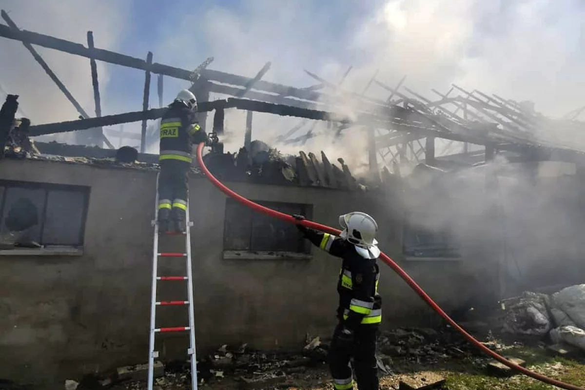 Pożar gasiło 84 strażaków. 3 osoby wymagały pomocy medycznej, zginęły zwierzęta gospodarskie